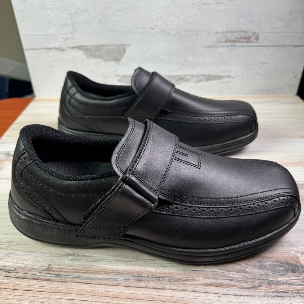 Orthofeet Lincoln Center Mens Loafers Black Leather Hook Loop Size 12 X-Wide 585 - Picture 4 of 9